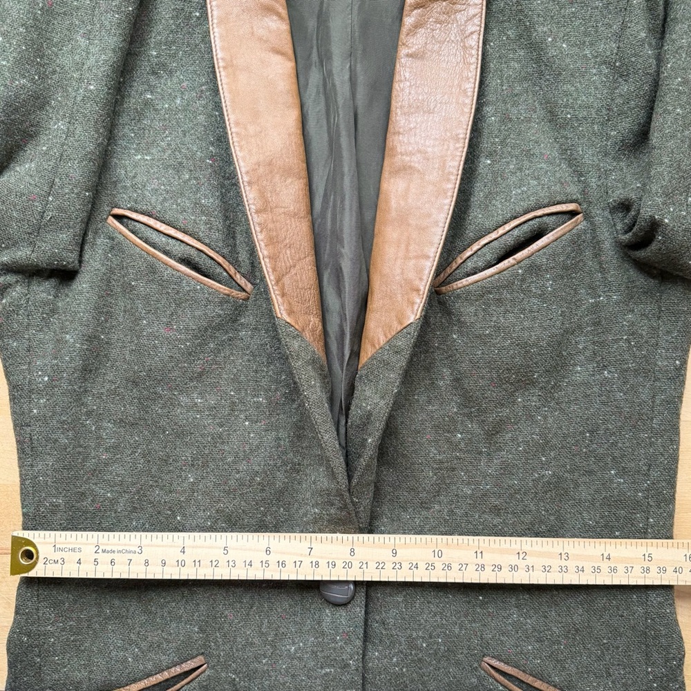 Vintage SEELER West Germany Wool Jacket Nappa Leather Field Coat Trachten Blazer - Picture 11 of 16